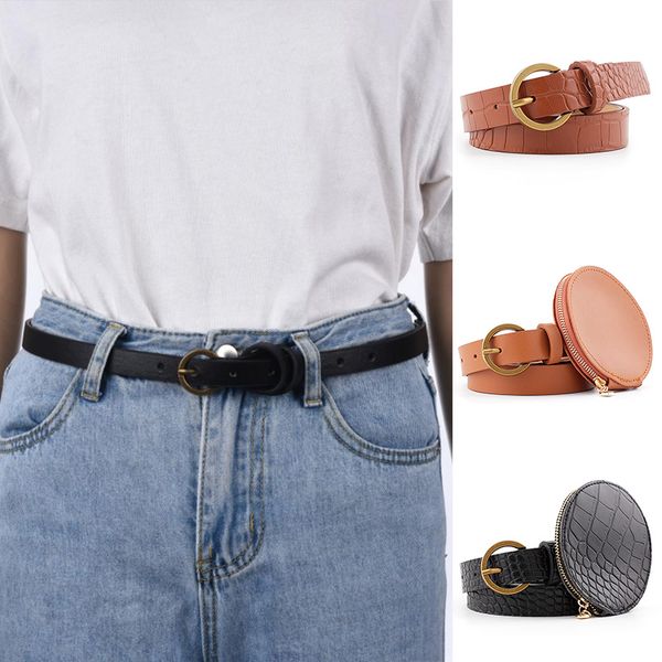 

women leather belts women girls waist belt strap stone vintage jeans with bag, Black;brown