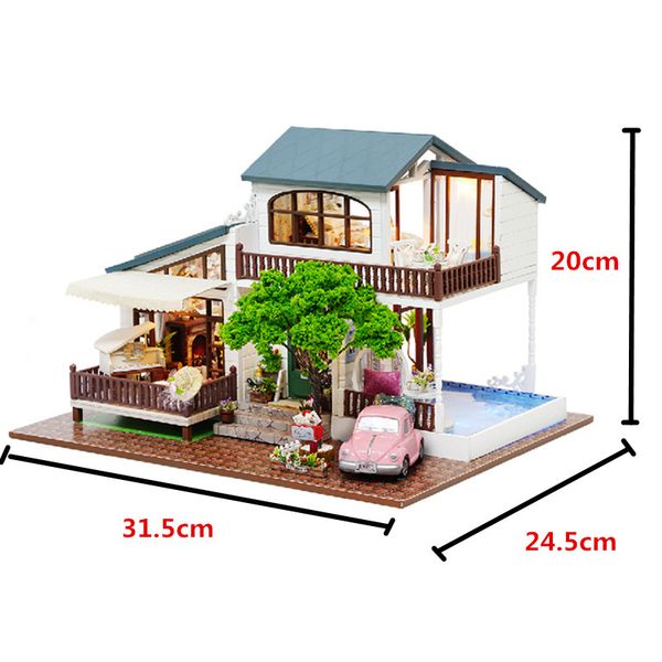 

diy модель doll casa миниатюрный dollhouse с furnitures led 3d деревянный дом игрушки для детей подарков ручной работы crafts a039 #e mx2004