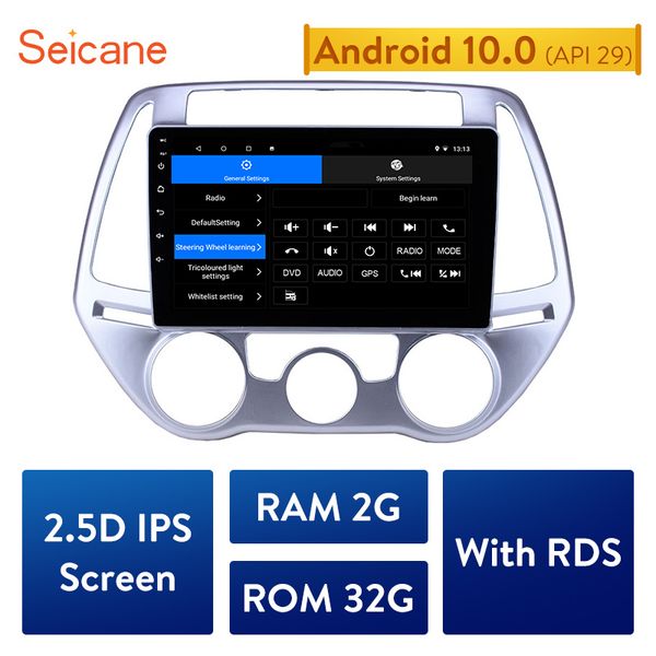 

seicane android 10.0 2gb car gps radio stereo unit player for i20 manual a/c 2012 2013 2014 support carplay tpms dvr car dvd