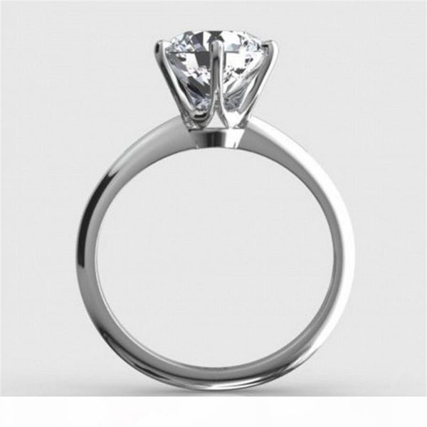 

classic luxury real solid 925 sterling silver ring 2ct round-cut sona diamond wedding jewelry rings engagement for women sz 4-10 j190721, Slivery;golden