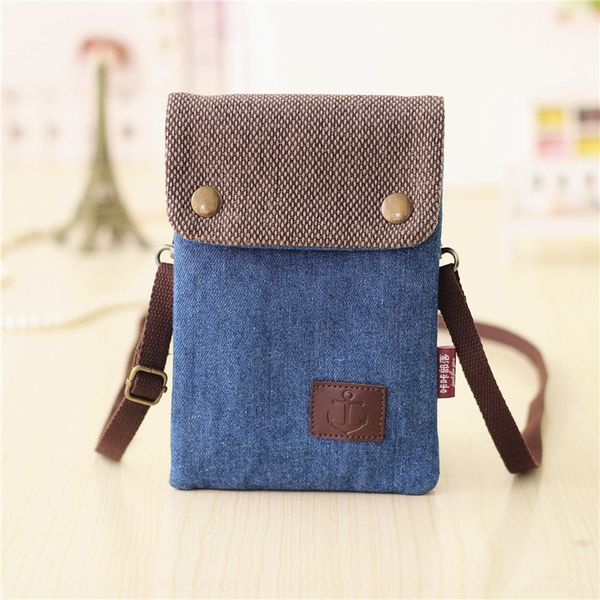 

casual hand crossbody phone crossbar 6-inch large screen mobile phone denim bag female personalized fabric messenger bag
