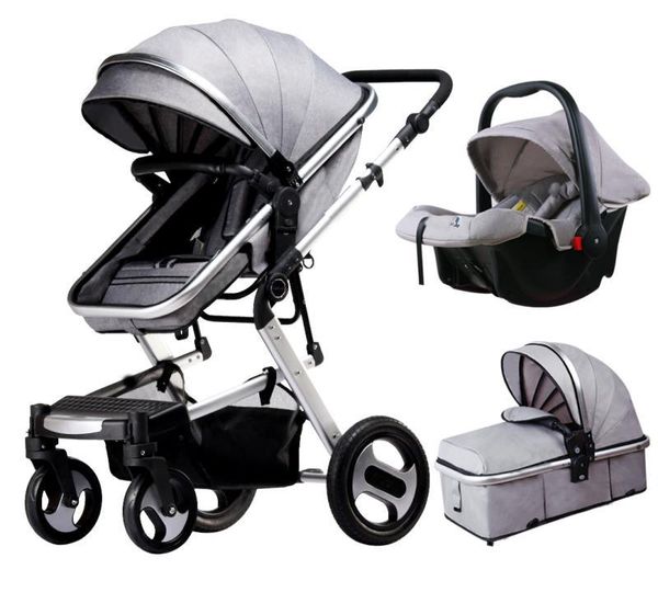 

high landscape baby stroller can sit four wheel absorber folding two-way bb baby child 3in1 stroller