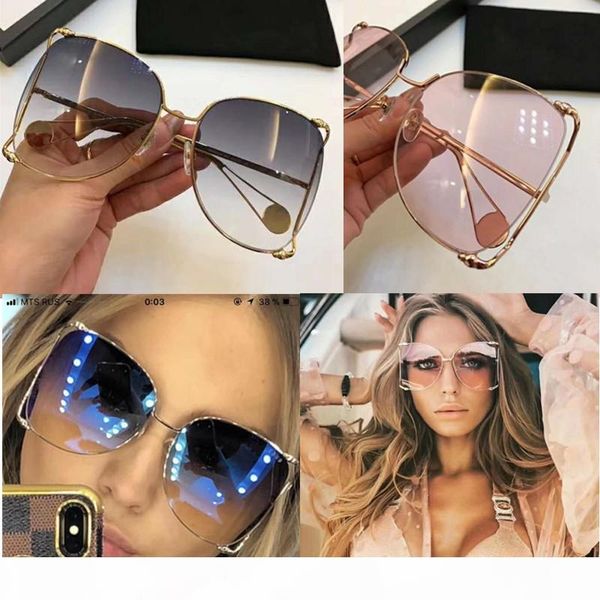 

luxury women sunglasses brand designer 0252s big frame sunglasses for women pearly summer style uv400 protection sun glass come with case, White;black