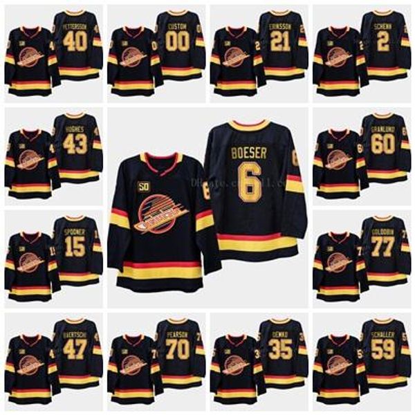 

2020 ванкувер canucks 50th s-6xl 6 brock boeser 40 elias petersson 53 bo horvat baertschi пользовательское любое имя любое имя пустой хоккей, Black;red