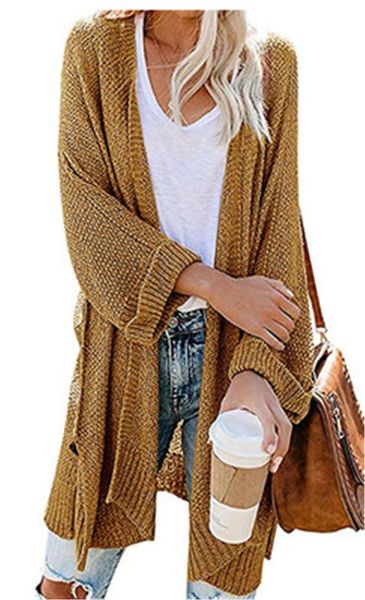 Кардиган женские свитер мода Trend дизайнер вязаный пальто зима с длинным рукавом свободные свитера дизайнер женский повседневная верхняя одежда сплошной цвет