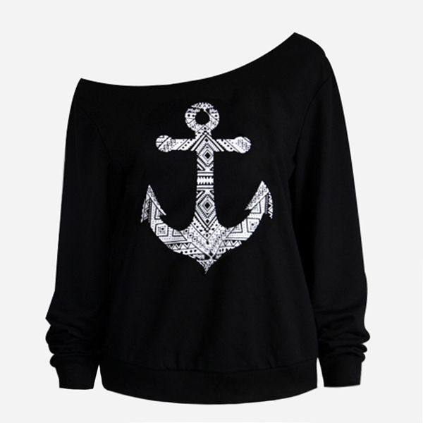 

sweater polyester plus size casual female pullovers printed lip sweatshirts fashion off the shoulder women long sleeve sweatshirts, Black
