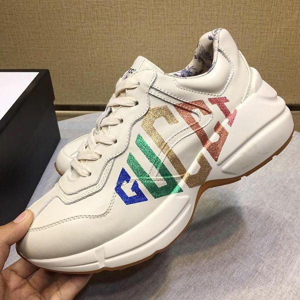 

womens shoes fashion sneakers zapatos de mujer lace -up sports rhyton sneaker womens chaussures de femme casual womens shoes with origin box, Black
