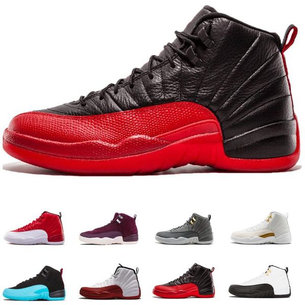 

new wholesale 12 12s basketball shoes playoffs taxi the master flu game gym red wolf gamma blue grey white trainers sport sneakers us 7-13