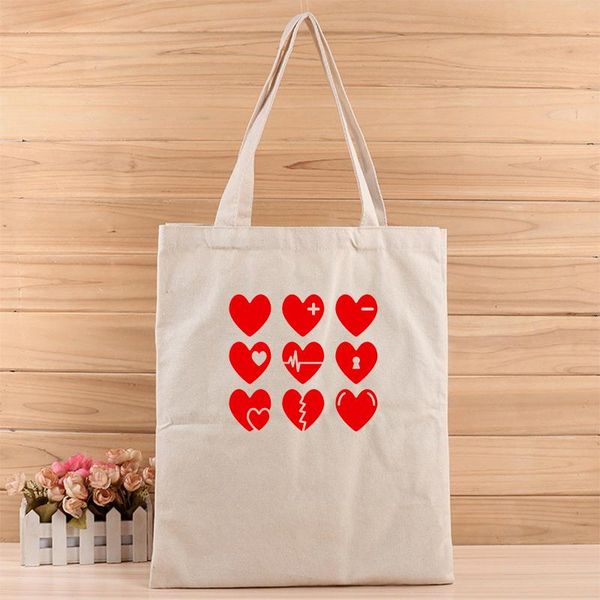 

creative 9 heart fashion girls and women casual canvas tote bags suit for shopping,gift,wedding, birthday or anything else