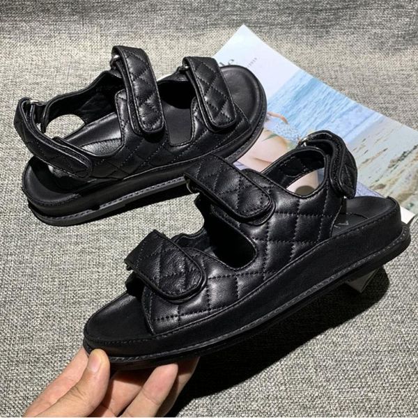 

2020 jiamen women shoes genuine leather women sandals designer casual sandals sneakers ladies sandal size 35-41 ship, Black