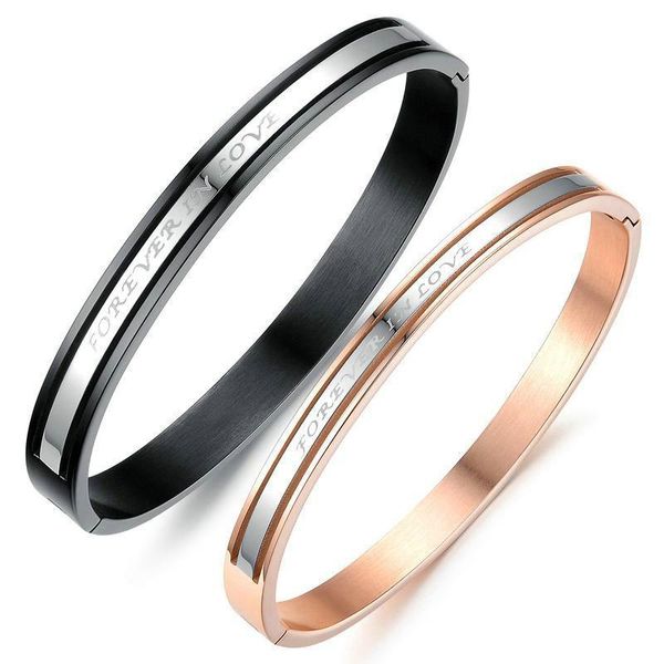 

classic couple bracelet creative forever love you bracelets bangles titanium steel lover jewelry bracelet lover gift, Black