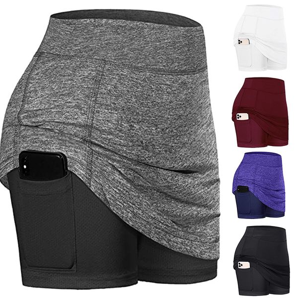 

2020 active quick dry athletic skorts lightweight skirt with pockets pencil skirts with shorts inner running tennis golf wear, White;black