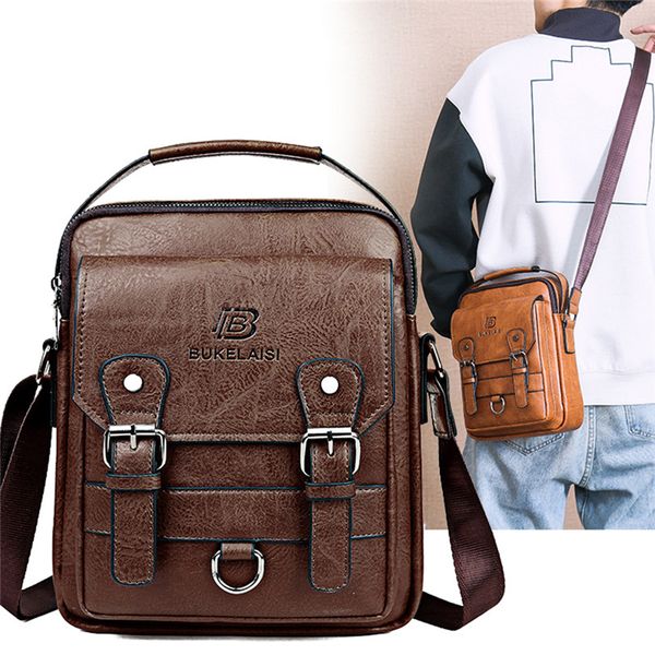 

brand men's leather shoulder bag youth travel rucksack school lapbags male business shoulder bag