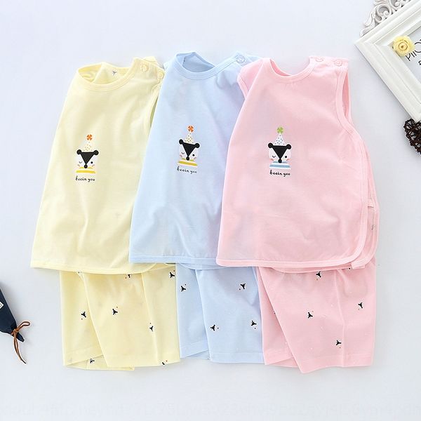 

2019 new baby vest cotton suit men's and women's baby lute suit thin clothes sleeveless gauze vest