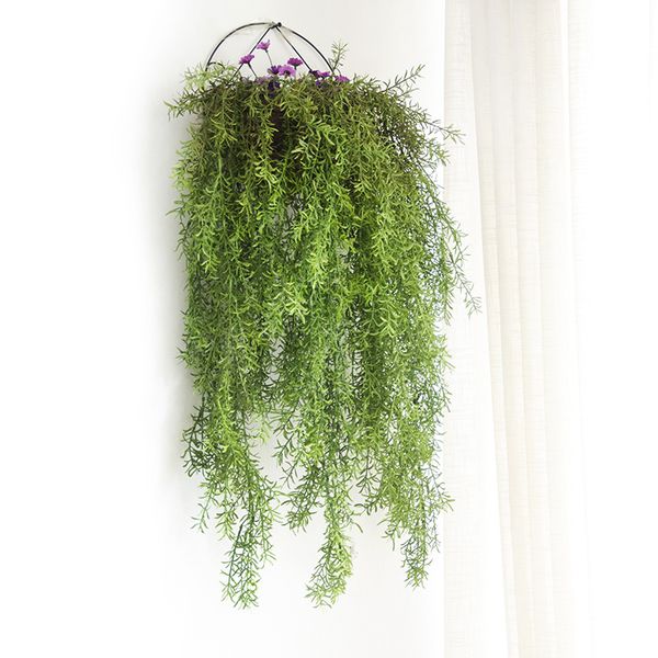 

decorative flowers & wreaths artificial wall hanging pine needles plant home balcony decoration green basket
