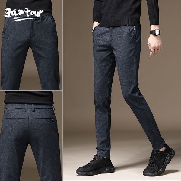 

2020 new mens casual basic pants business trousers regular straight pocket trousers stretch pants male big size 38, Black
