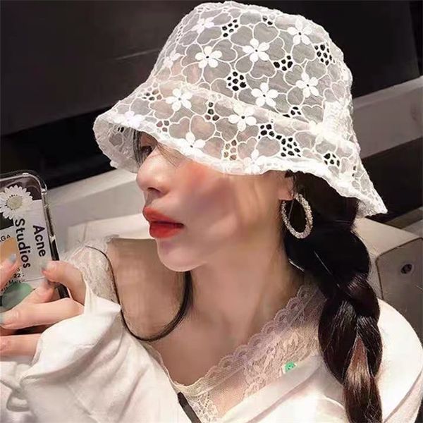 

2020 new summer fashion lace hat for women soft lace flower wide brim sun hats floppy summer caps dress ladies fisherman hat