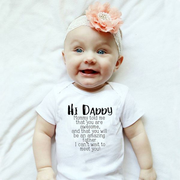 

summer baby clothes newborntoddler infant baby boy girl short sleeve romper pregnancy announcement print bodysuit outfit, Blue