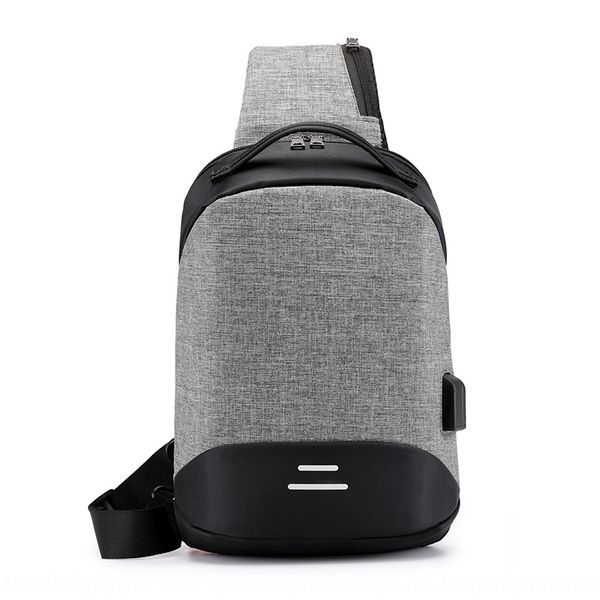 

2020 oxford cloth shoulder men's chest oxford cloth outdoor shoulder messenger men's bag anti-theft bag usb, White
