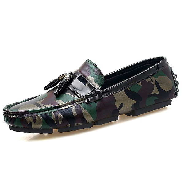 

2020 men casual shoes new camouflage loafers slip-on moccasins for man design brand mens flats leisure driving shoes, Black