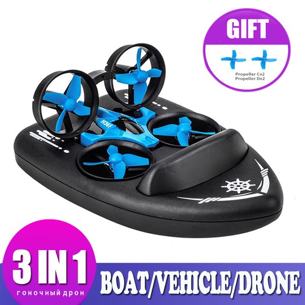 

3in1 mini racing drone ufo helicopter fun durable headless mode pop toys for children quadcopter rc boat / vehicle / hovercraft