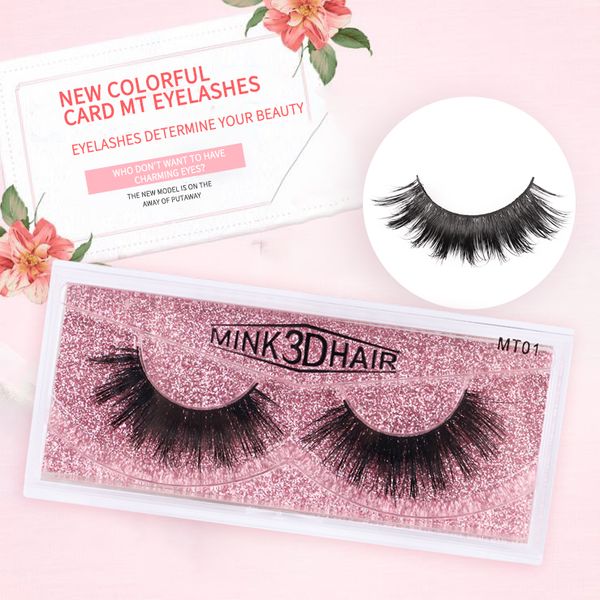 

15mm 3d mink lashes bright eyes false eyelashes long and thick 100 real 3d mink eyelash box mt series beauty color packaging