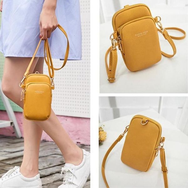 

women solid color multi plain pocket faux leather crossbody shoulder bag phone purse