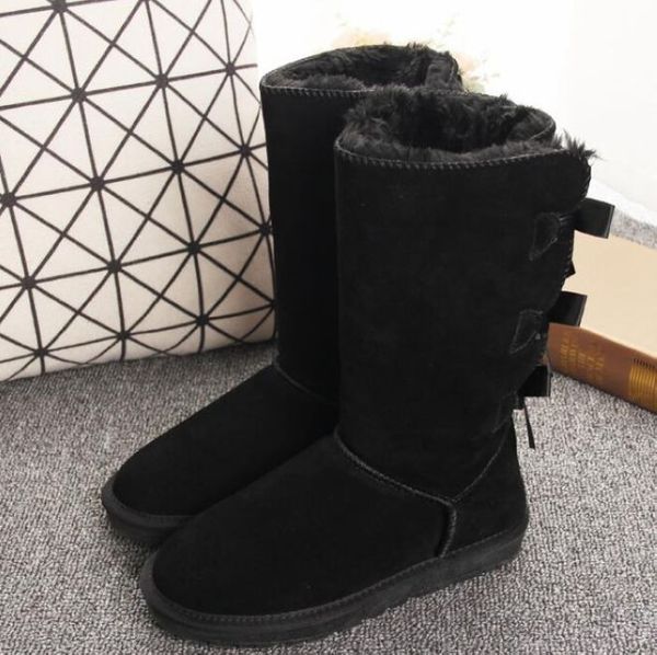

australia women snow boots 100% cowhide leather ankle boots warm winter boots woman shoes large size 4-10, Black