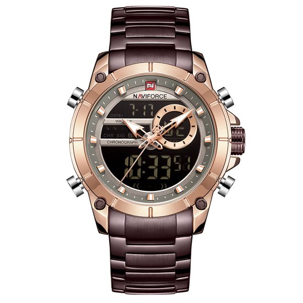 

relogio masculino naviforce brand men watches fashion luxury quartz watch mens military chronograph sports wristwatch clock cx200803, Slivery;brown
