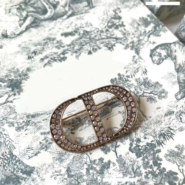 

brand designer letter full diamond brooch for women pins clothing accessories, Gray