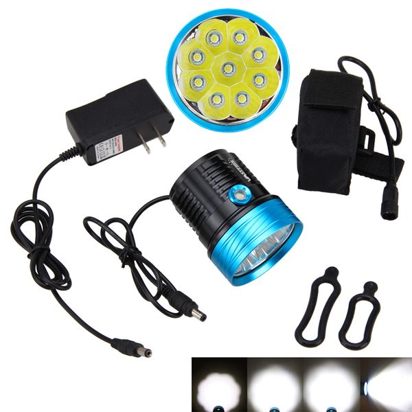 

bike lights 20000lm waterproof headlight 9*xm-l t6 led bicycle light front head lamp with battery pack set for cycling