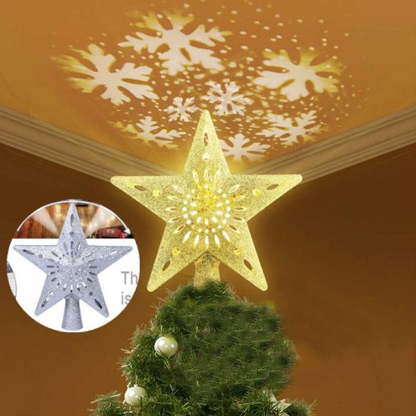 Luz de Natal LED Night Light Meteor Cinco-Ponthed Star Lâmpada Árvore Topper Decoração UE EUA Reino Unido Plug 220V para a atmosfera de Natal iluminação