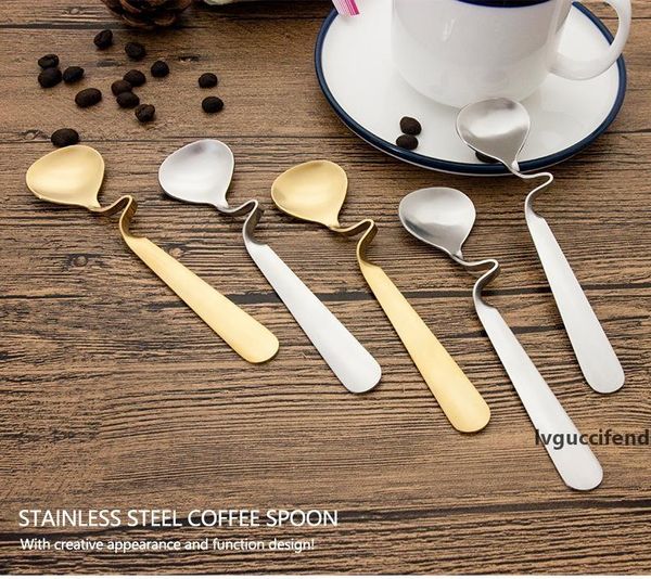 

304 stainless steel cup hanging spoon creative food grade coffee tea distort spoon l restaurant mixing spoon