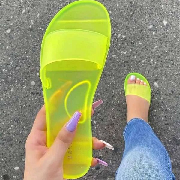 

summer women slippers woman candy colors transparent slides women's fashion casual slip on flat comfortable beach female shoes, Black
