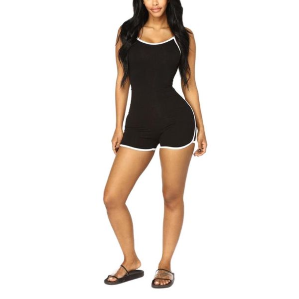

2020 bandage camisole playsuits women summer fashion stretch casual streetwear female clothes jumpsuits, Black;white