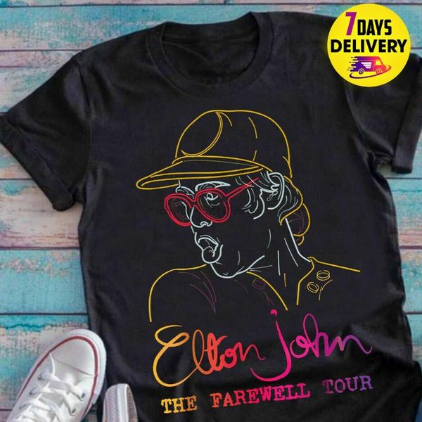 

elton john the farewell tour fans t shirt black size s 3xl, White;black