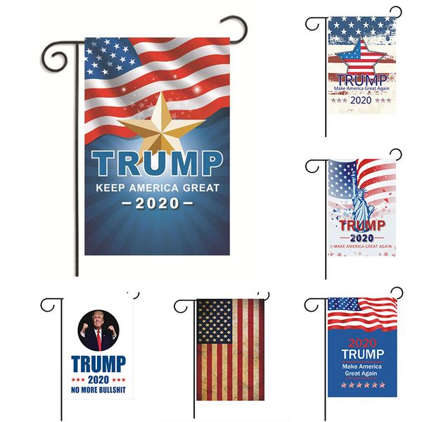 

fast shipping 30*45cm trump 2020 flag double sided printed donald trump flag keep america great donald for president usa garden flag c0802