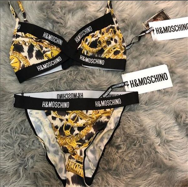 

66fashion high-end designer women swimwear monogram brand mÃ²schino bikini luxury women swimwear two-piece set, White;black