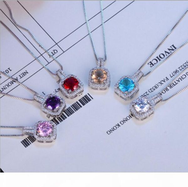 

g мода простые ювелирные изделия стерлингового серебра 925 round cut 5a цирконий cz партия ключицы цепи алмазный женщин симпатичные ожерелье, Silver