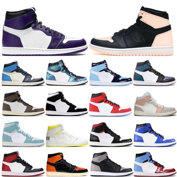 

new arrival mens basketball shoes 1s obsidian twist black crimson tint court purple tie dye unc ture green womens sports sneaker