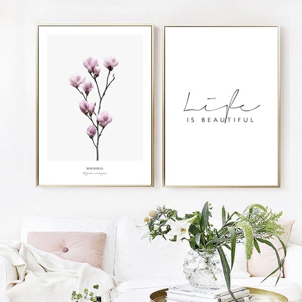 

magnolia print minimalist floral botanical fashion posters and prints life quotes wall art canvas painting pictures home decor