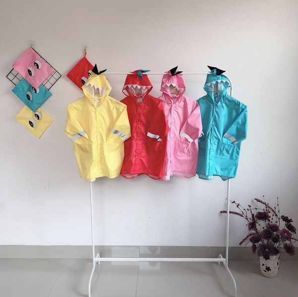 

xfmxa little dinosaur upgraded cloak cloak raincoat children's boys and girls kindergarten waterproof brim poncho reflective fashion ra, Red;brown