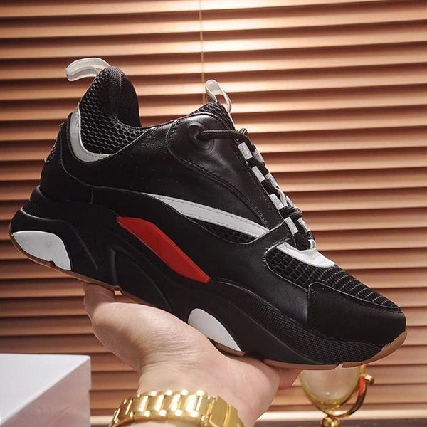 

lightweight men 's shoes fast delivery with origin box b22 calfskin sneaker luxury fashion casual outdoor walking design sports shoes, Black