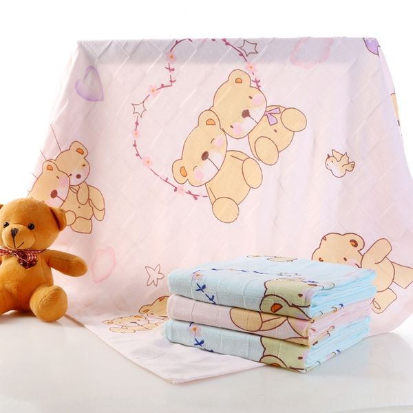 

gauze square 95*95 double layer pure cotton bath towel baby and children gauze bath towel printed cartoon