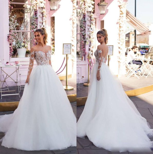 

wedding dresses a line long sleeves bridal gowns wedding gowns lace appliques country style simple petites plus size custom with cape, White