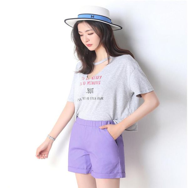 

women's shorts feminino summer candy color elastic waist black pink purple khahi plus size 4xl s white red shorts, White;black
