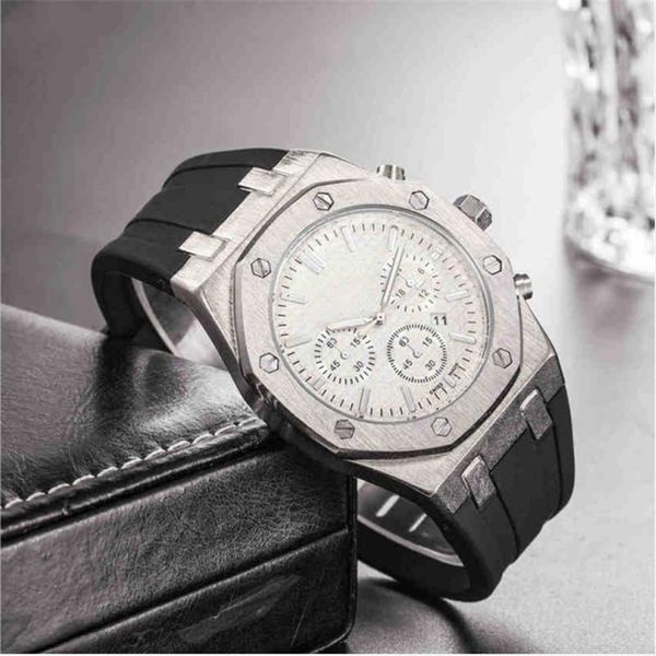 

mens luxe watches stainless steel clock dial sapphire quartz rubber strap watch for men gold sport casual wristwatches 09, Slivery;brown