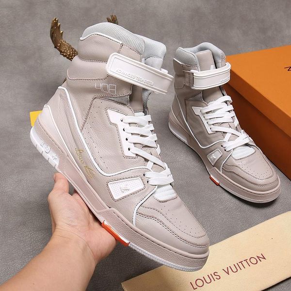 

2021trainer sneaker boot men 's shoes drop ship fashion breathable soft footwears comfortable lace -up high casual men boots with, Black