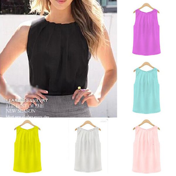 

size s  k xl xxl xxxl dropship office women comfortable chiffon 5 colors 1pc white womens blouses sleeveless black soft