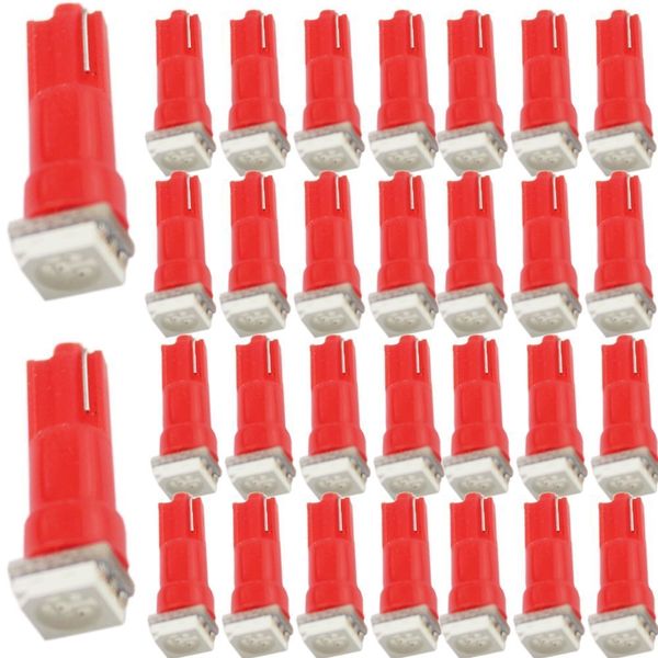 

t5 светодиодные лампы приборной панели черточки свет красный 12v smd клина основание тележки автомобиля индикатор прибора ac лампы авто аксе